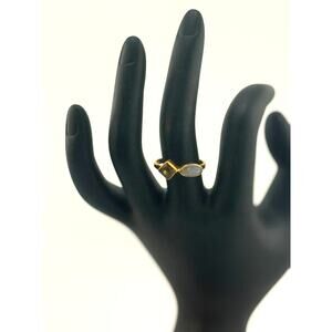 Jane Diaz Gold Plated Double Stone Ring Size 7.75